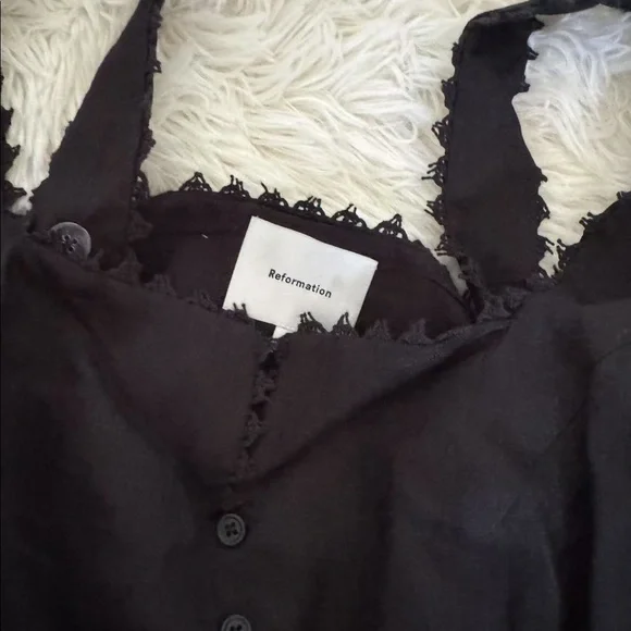 Reformation Viola Linen Top Black - Picture 7 of 7